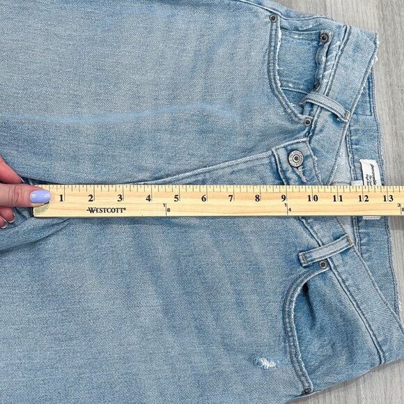 Abercrombie & Fitch The Dad High Rise Criss-Cross Waistband Jeans in Light Wash - Picture 11 of 15